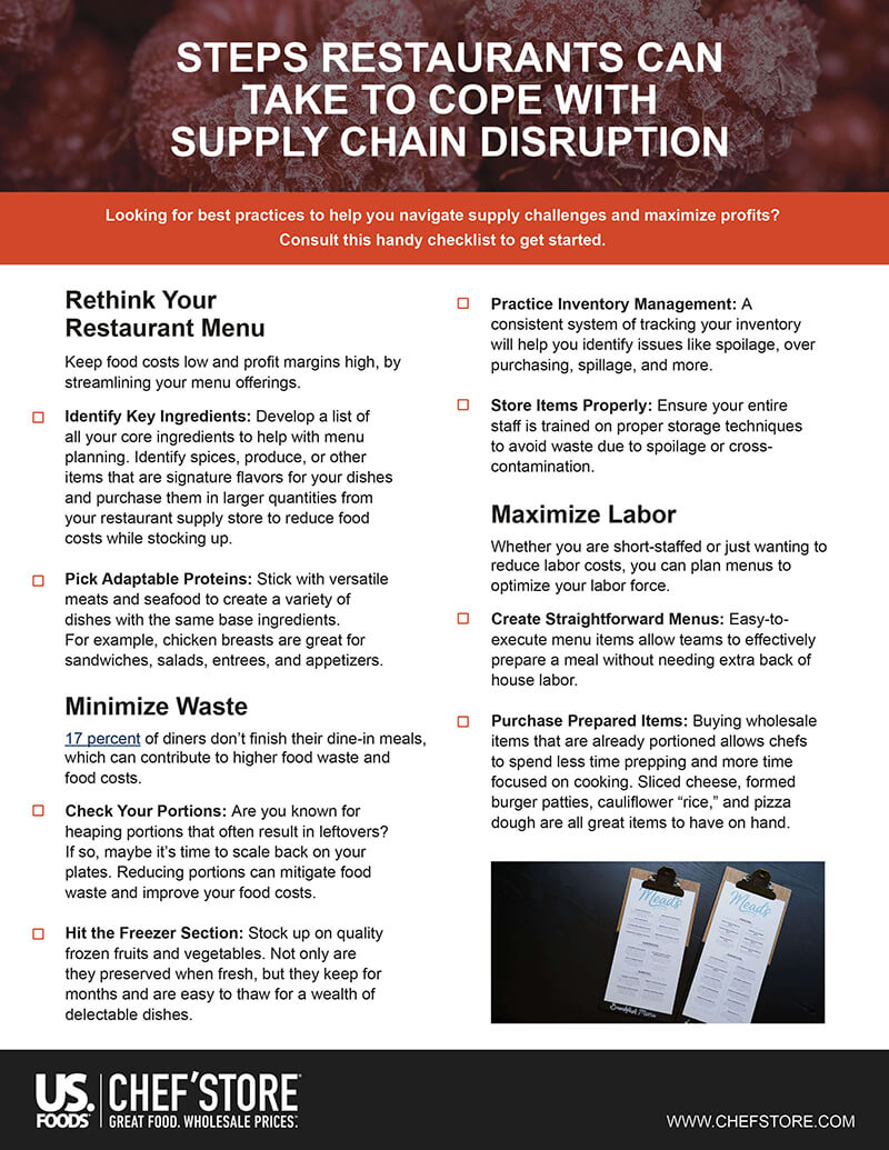 CHEF'STORE Checklist: Steps Restaurants Can Take To Cope With Supply Chain Disruption